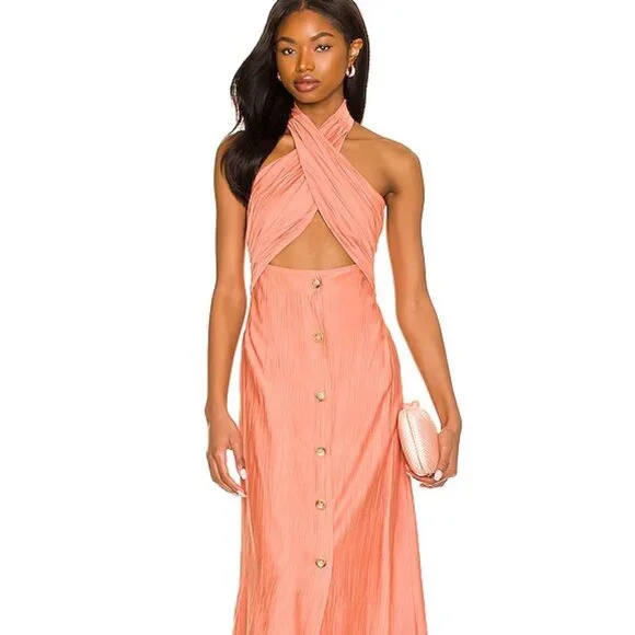 cream ribbed midi dress The Norwich Ribbed Midi Dress in Cream + Taupe Medium
